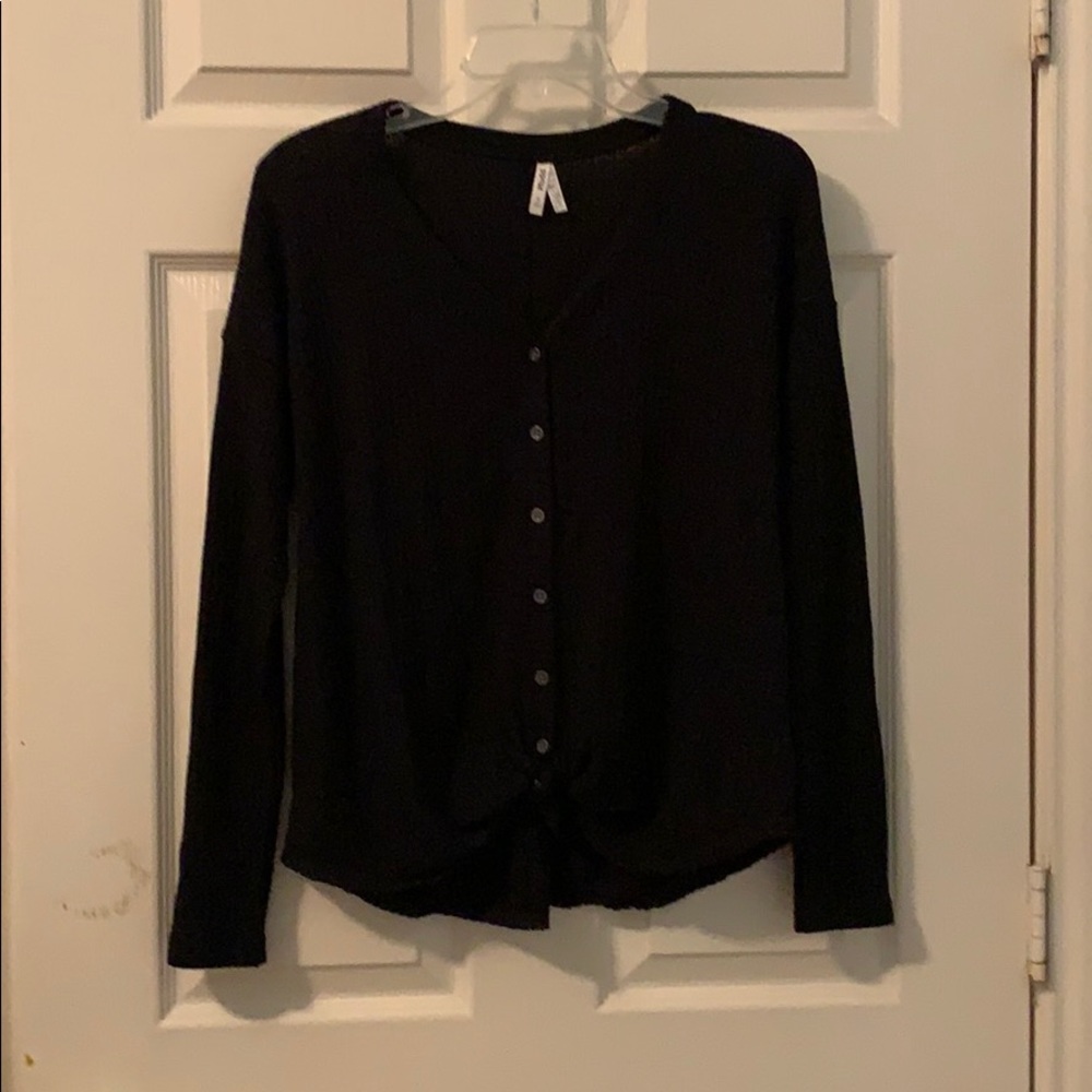 Mudd Soft Black Button Down Top